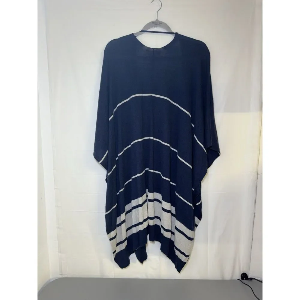 Nordstrom Blue/Ivory‎ Striped Poncho Open Cardigan